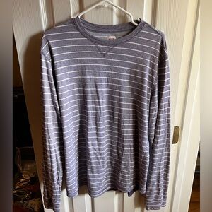 Large Mossimo Purple and White Striped Long Sleeved Shirt